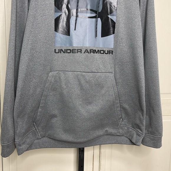 Under Armour Big Logo Mid-Weight Hoodie Loose Fit Sweatshirt Gray Men's Sz 2XL - Picture 3 of 11